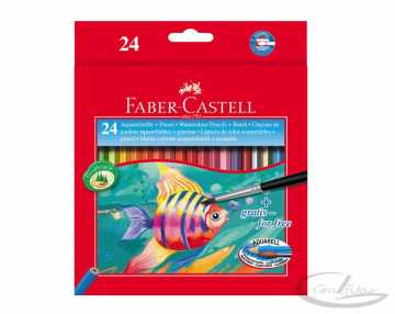 Akvareliniai pieštukai Faber-Castell 24sp su teptuku