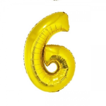 Folinis balionas skaičius "6" auksinis 32"  60cm