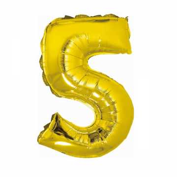 Folinis balionas skaičius "5" auksinis 32"  60 cm