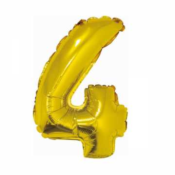 Folinis balionas skaičius "4" auksinis 32" 60 cm
