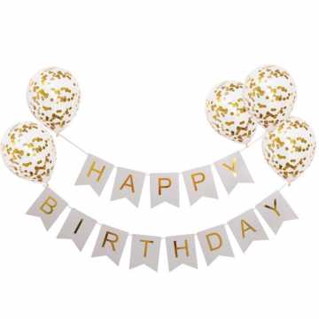 Girlianda gimtadienio baltos spalvos 'Happy birthday"