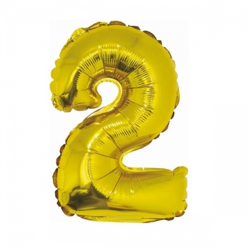 Folinis balionas skaičius "2" auksinis 32" 60 cm