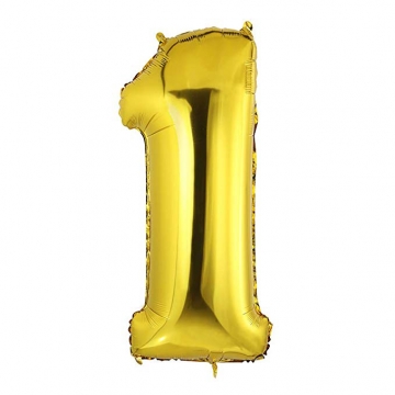 Folinis balionas skaičius "1" auksinis 32" 60 cm