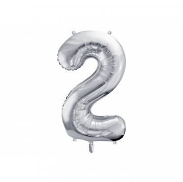 Folinis balionas skaičius "2" sidabrinis 16" C-208 32cm
