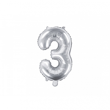 Folinis balionas skaičius "3" sidabrinis 16" C-208 32cm