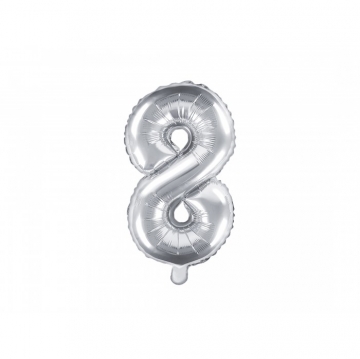Folinis balionas skaičius "8" sidabrinis 16" C-208 32cm