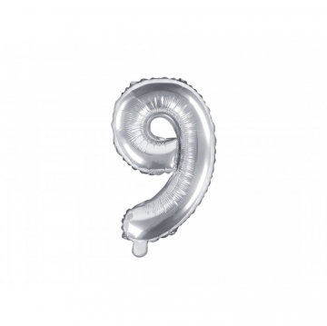 Folinis balionas skaičius "9" sidabrinis 16" C-208 32cm