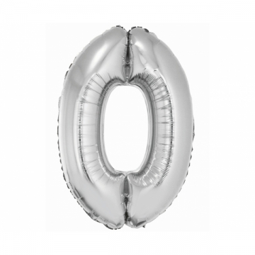 Folinis balionas "0" sidabrinis 32" 60 cm