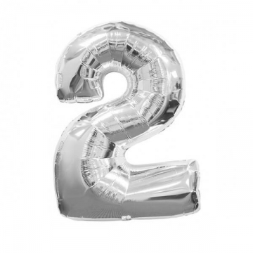 Folinis balionas skaičius "2" sidabrinis 32" 60 cm