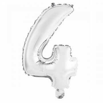 Folinis balionas skaičius "4" sidabrinis 32" 60 cm