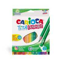 Spalvoti pieštukai su trintuku Carioca TITA 24sp.