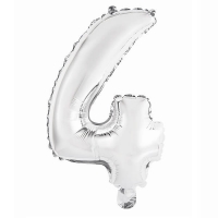 Folinis balionas skaičius "4" sidabrinis 32" 60 cm