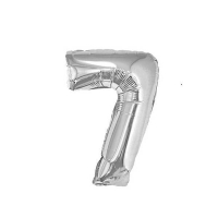 Folinis balionas "7" sidabrinis 32" 60 cm